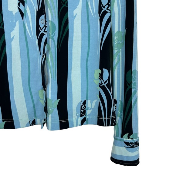 BCBG Max Azaria Y2K Floral Geometric Printed Snap Front Fitted Blouse S - Picture 3 of 5